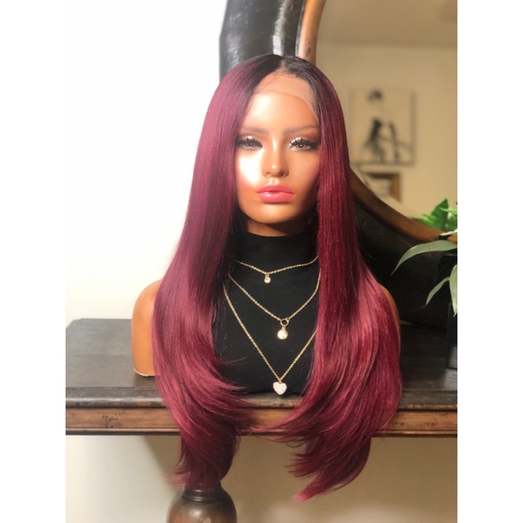 External Beauty Accessories - SUMMER |RED WINE OMBRÉ STRAIGHT OMBRÉ LACE FRONT WIG